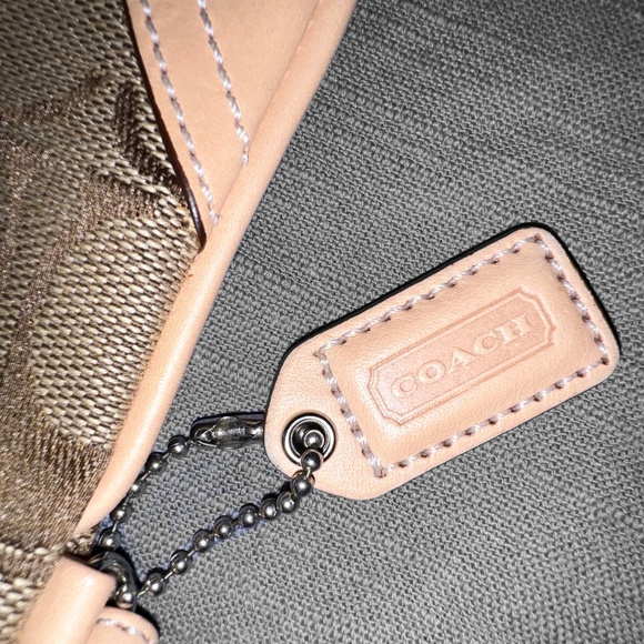 Tan Coach Wristlet in Signature Canvas - Picture 2 of 6